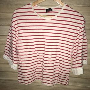 Zara ¾ striped top (M) in red & white